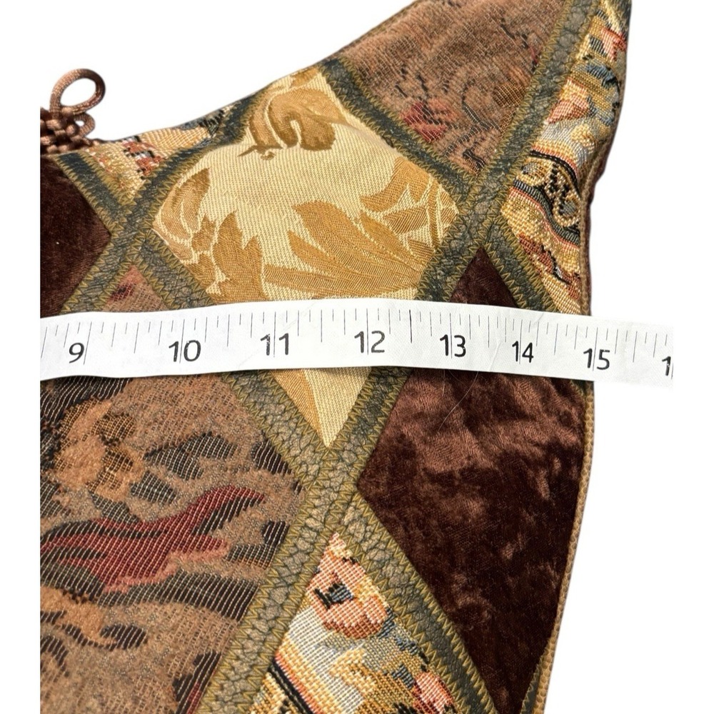 Vintage Boho Patchwork Tapestry Hobo Shoulder Bag Earth Tones Y2K Handmade Large - Picture 11 of 16